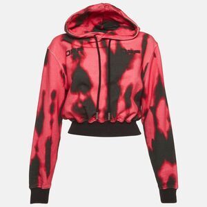 Off-White Pink/black Logo Print Jersey Hoodie Xs